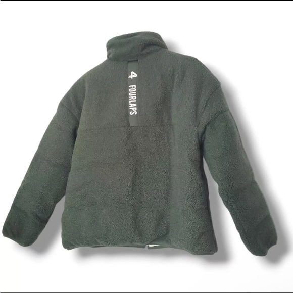 NWT Four Laps Polar Quilted Sherpa Reversible Jacket in Thyme/White Sz S - Picture 3 of 6